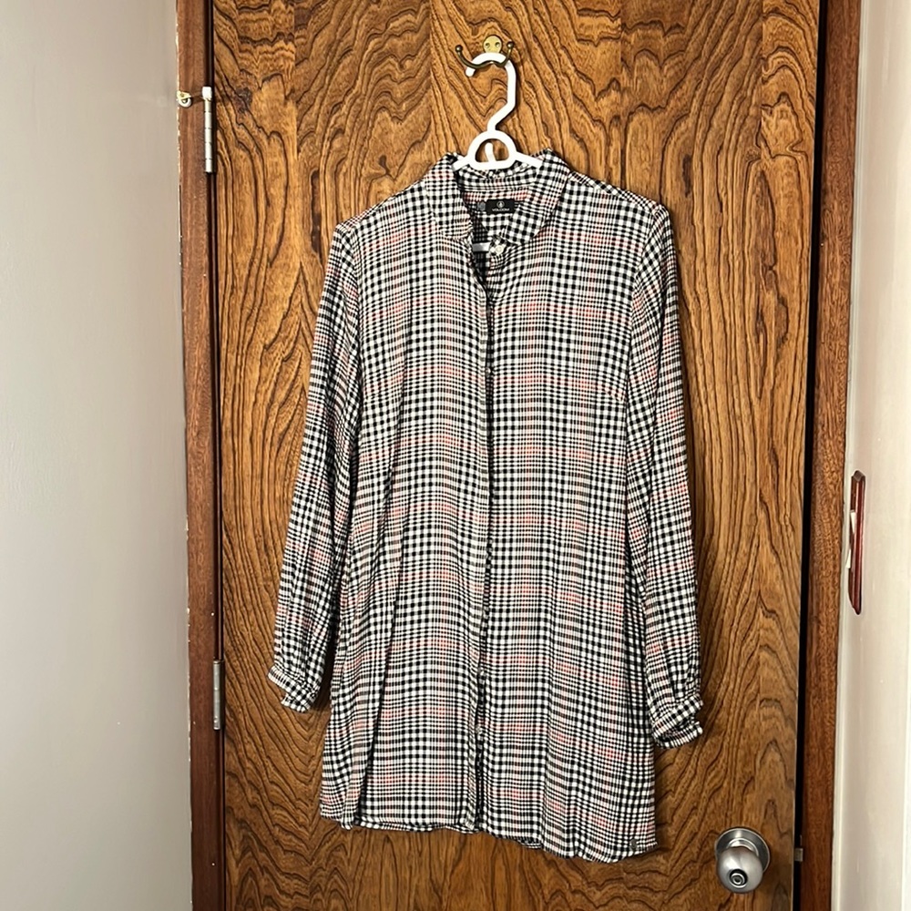 Volcom plaid mini shirt dress, size S